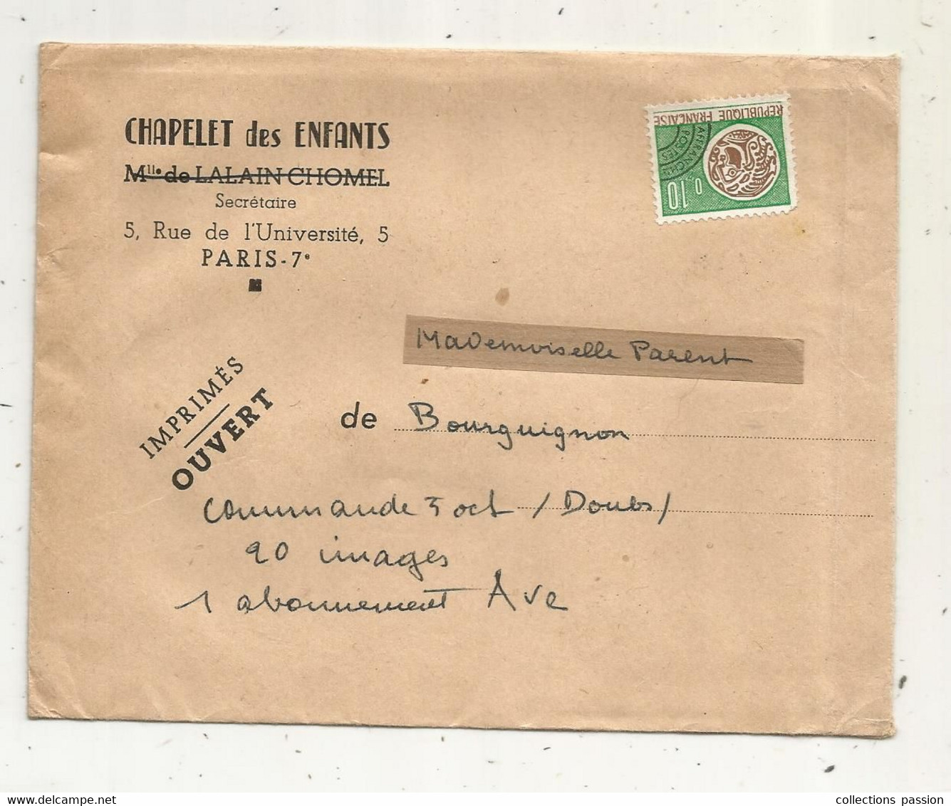 Lettre,  Pré-oblitérée ,0.10 , Chapelet Des Enfants ,Paris 7 E - 1964-1988