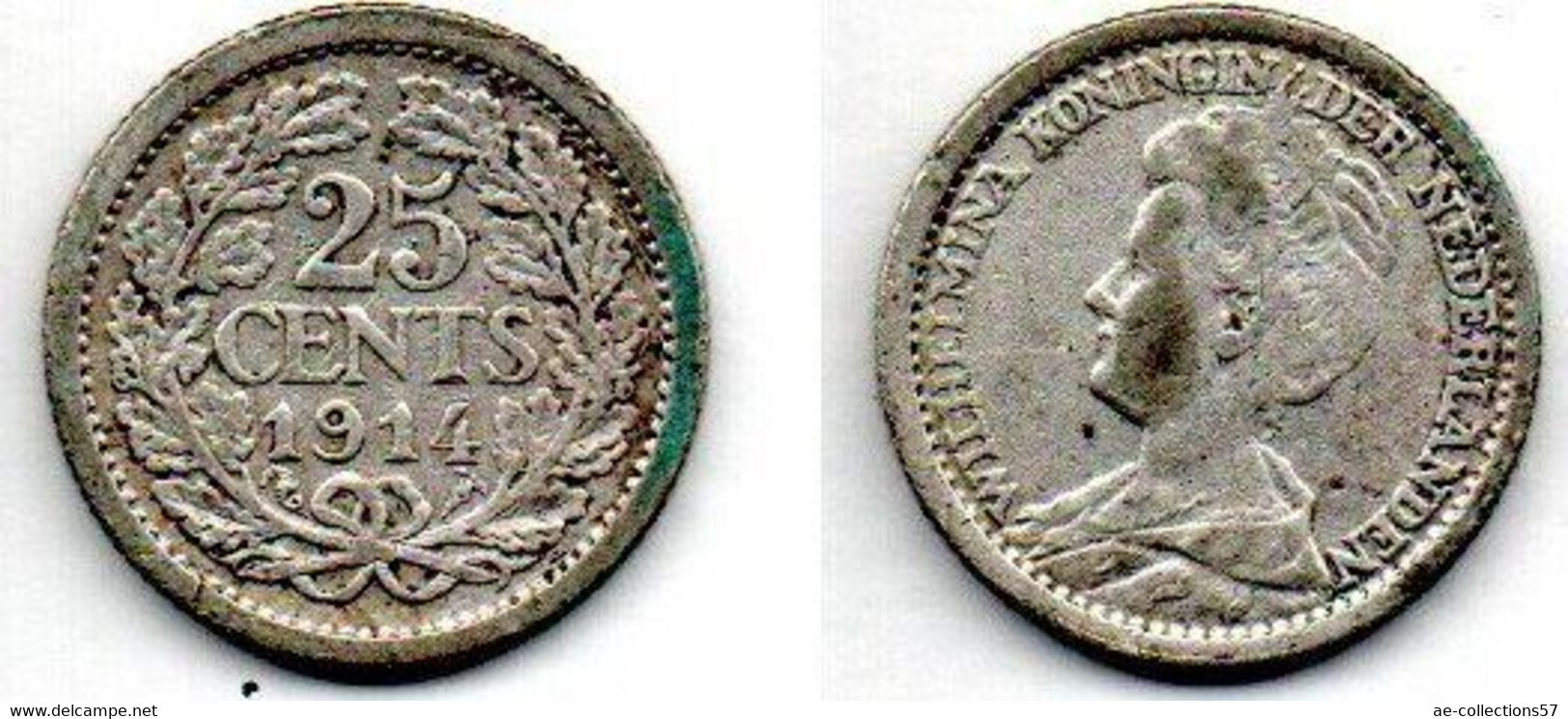 Pays-Bas - Netherlands - Niederlande 25 Cents 1914 TB - 25 Centavos