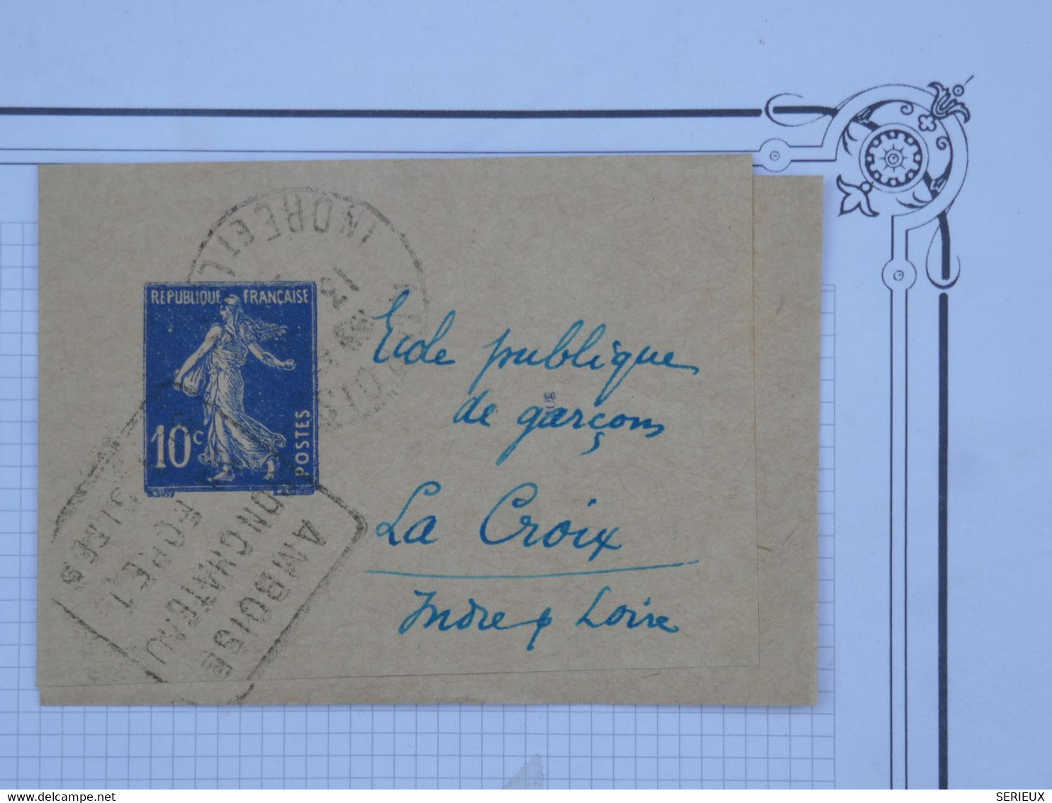 BF14 FRANCE  BELLE BANDE TYPE JOURNAL  ENTIER SEMEUSE 10C 1910 LA CROIX +AFFRAN. INTERESSANT - Giornali