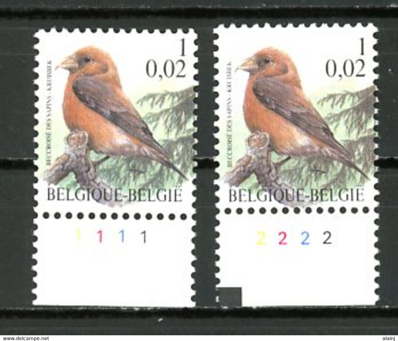 BE  2918  XX   ----  OIseaux Buzin : Bec Croisé Des Sapins  --  N° De Planche 1 Et 2 - 1991-2000