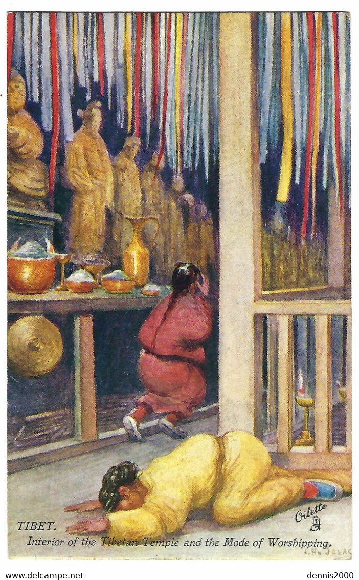 TIBET - Interior Of The Tibetan Temple And The Mode Of Worshipping - Ed. Raphael TUCK & Sons " Oilette " Nr. 7327 - Tibet