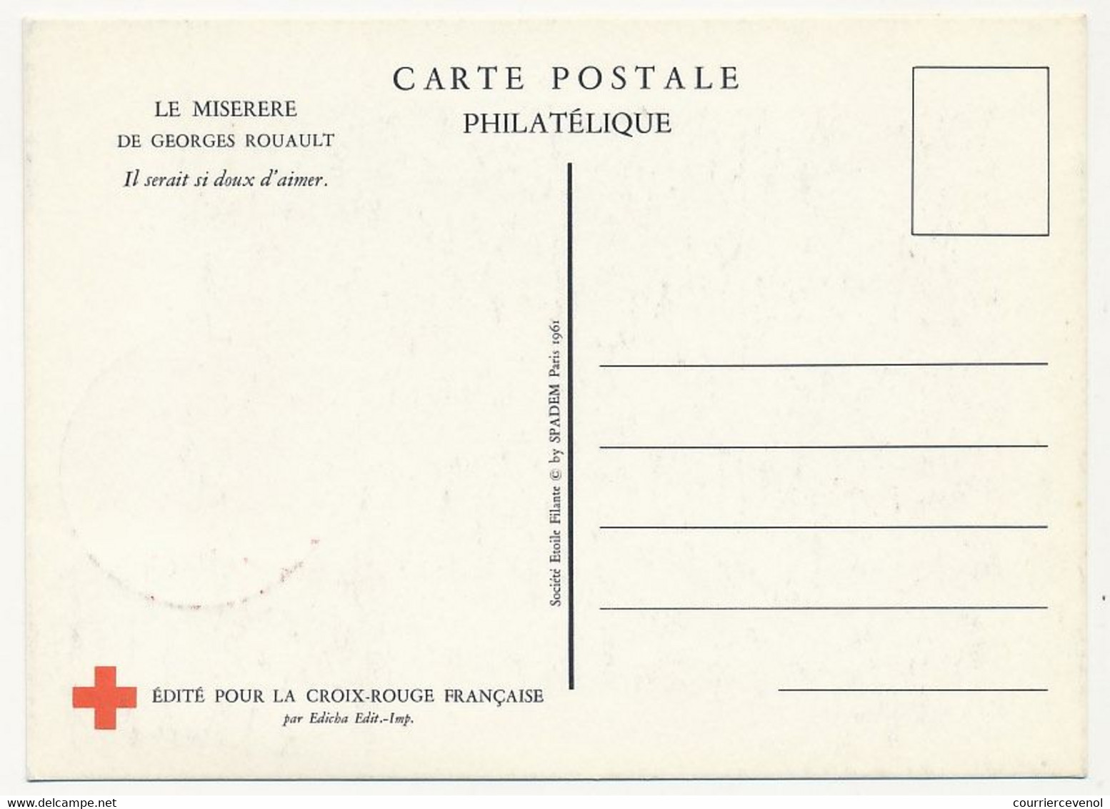 FRANCE - 2 Cartes Maximum Croix Rouge YT N°1323 + 1324 - Georges Rouault - Croix Rouge Et La Poste - BOURGES - 1961 - 1960-1969