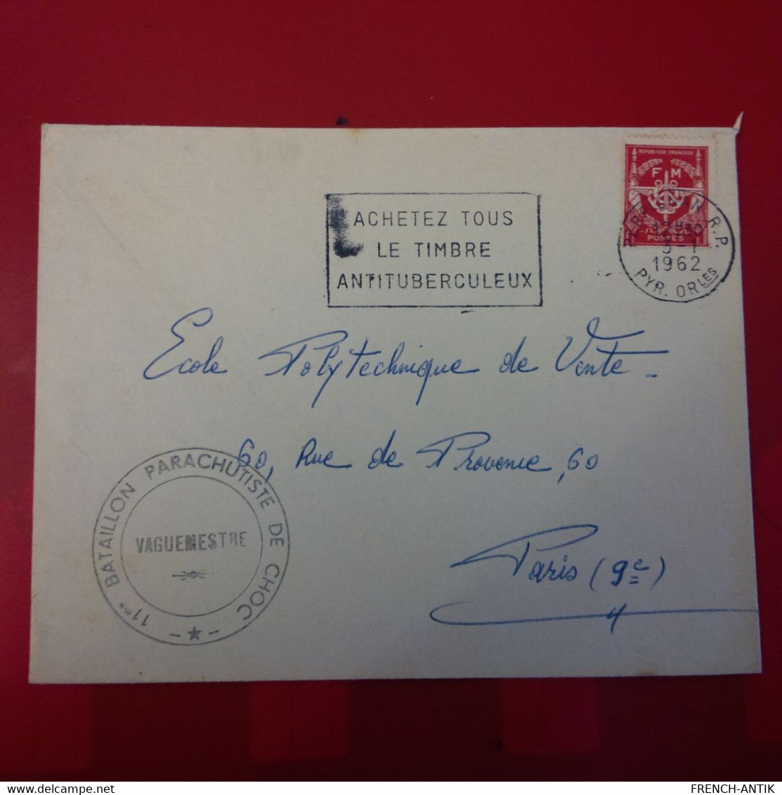 LETTRE PERPIGNAN POUR PARIS CACHET BATIALLON PARACHUTISTE DE CHOC - Cartas & Documentos