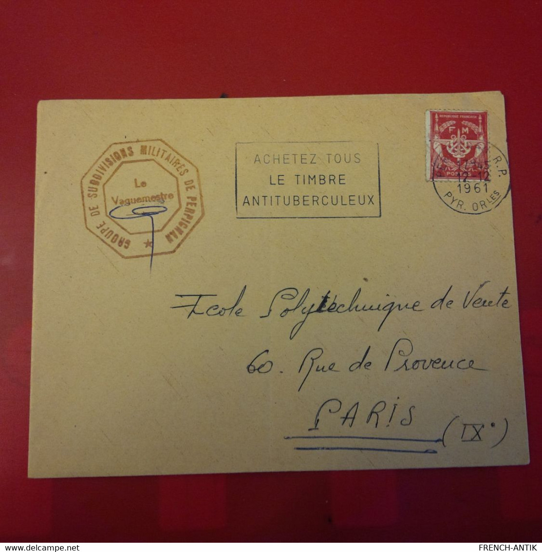 LETTRE PERPIGNAN POUR PARIS CACHET GROUPE DE SUBDIVISIONS MILITAIRES - Covers & Documents