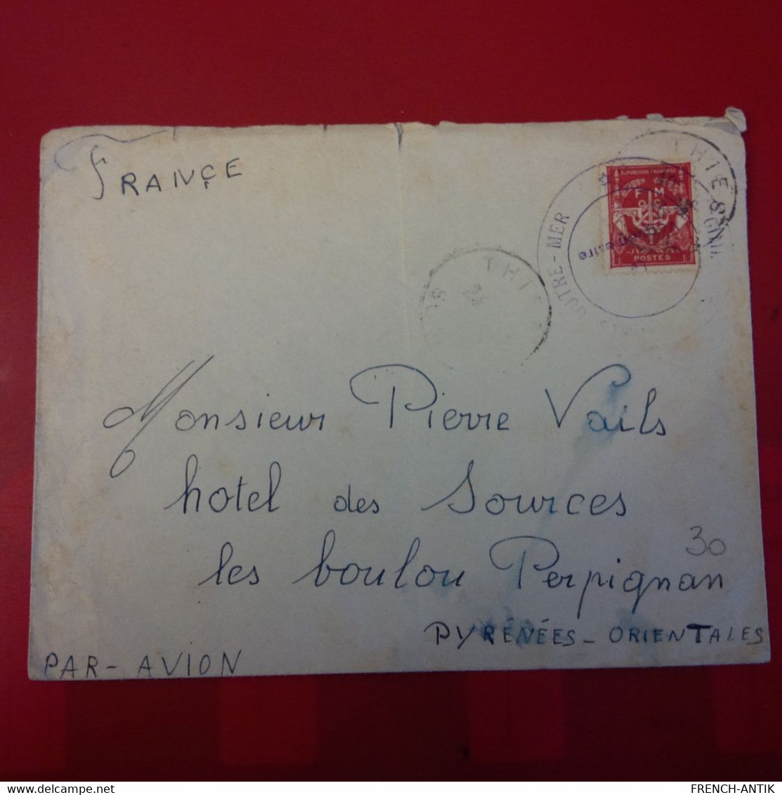 LETTRE SENEGAL POUR LES BOULOU PERPIGNAN CACHET OUTRE MER - Brieven En Documenten