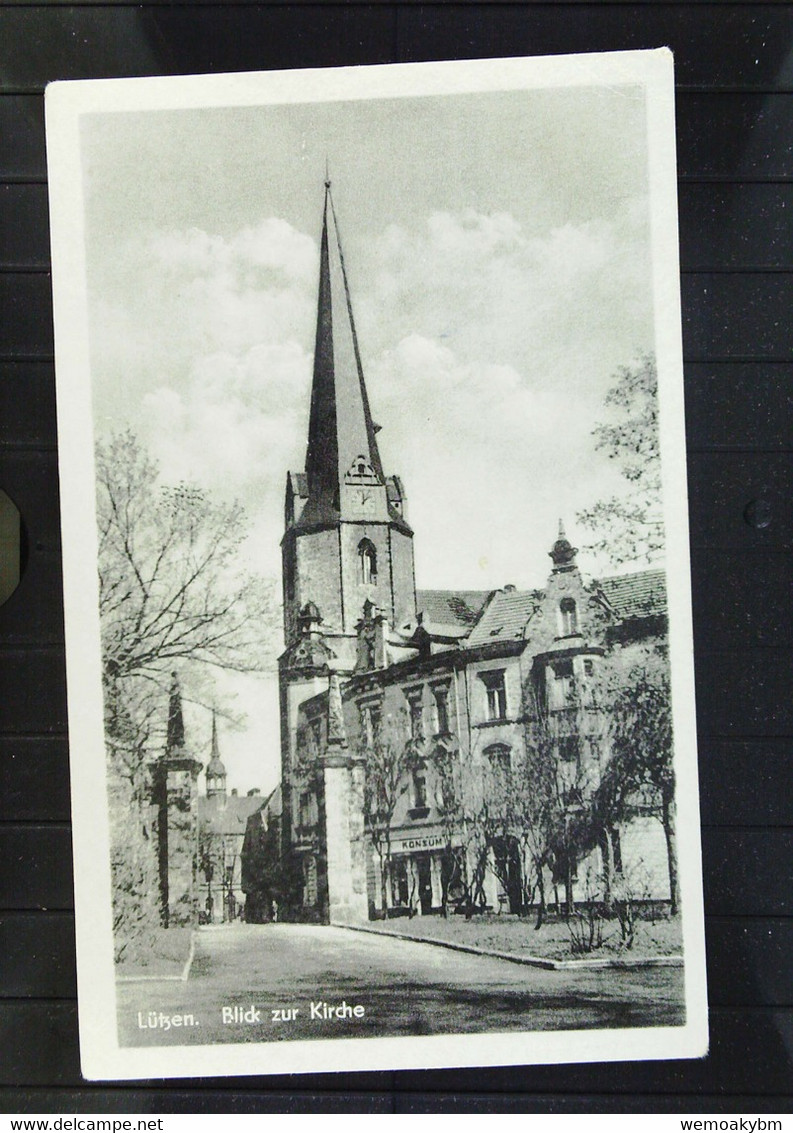 DDR: Ansichtskarte Von Lützen Mit Blick Zur Kirche Vom 26.7.56 -ohne Briefmarke - Lützen