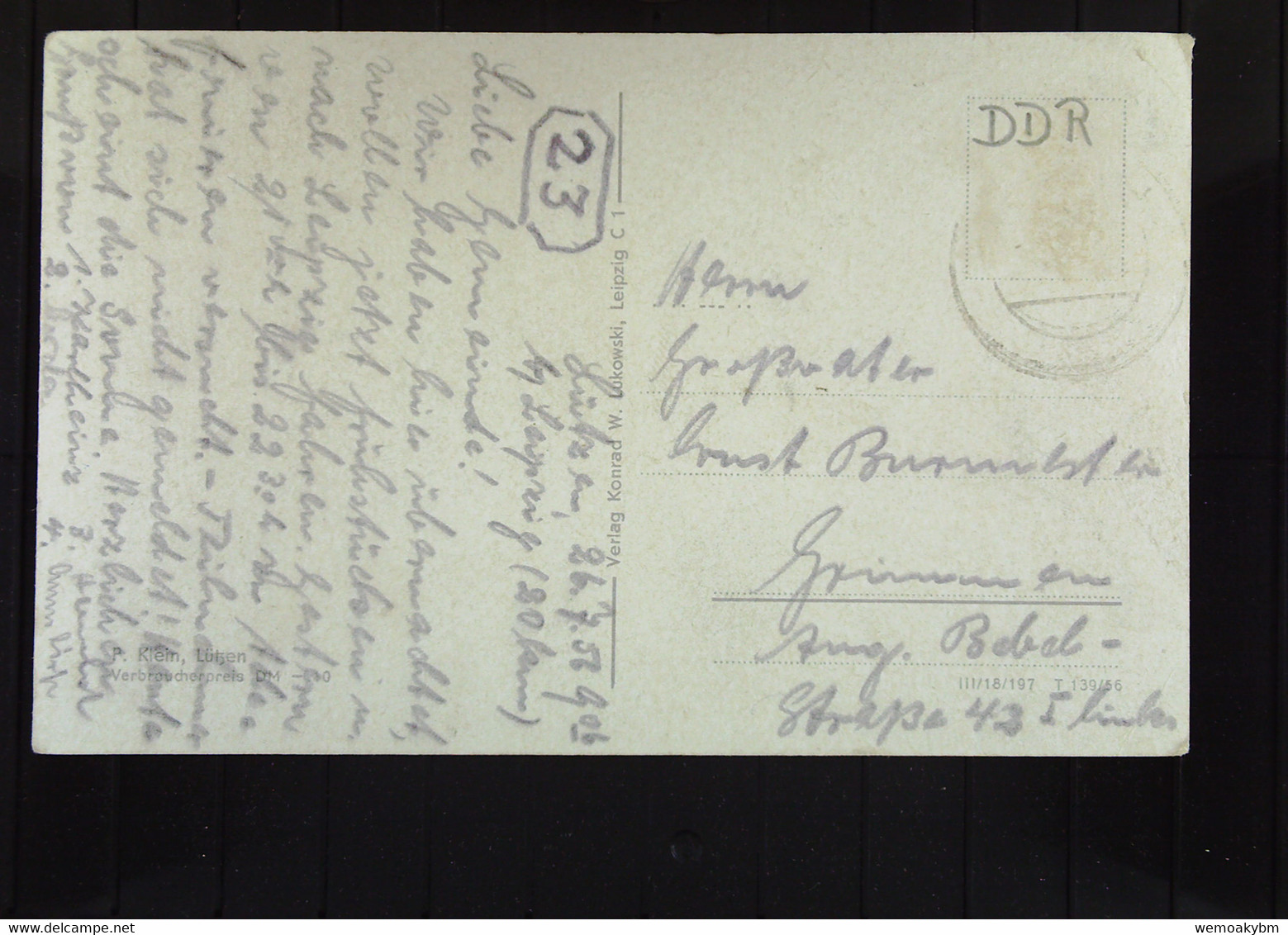 DDR: Ansichtskarte Von Lützen Mit Blick Zur Kirche Vom 26.7.56 -ohne Briefmarke - Lützen