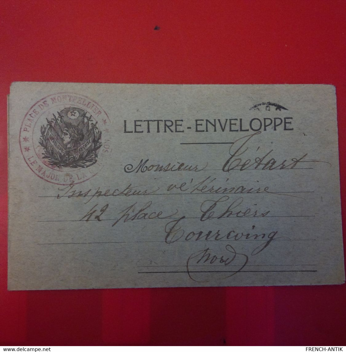 LETTRE MONTPELLIER LE MAJOR DE LA GARNISON POUR TOURCOING 1915 - Lettres & Documents