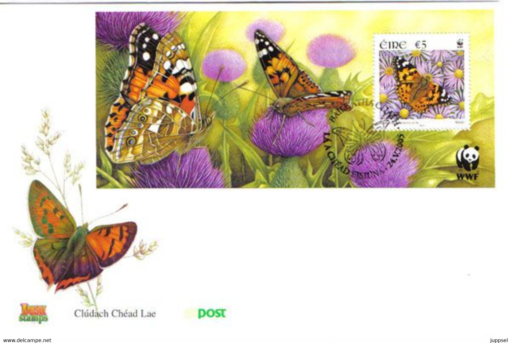 IRELAND WWF,  FDC,  Butterflies  /  IRLANDE  Papillons, Lettre De Première Jour,  2005 - Bloc - Mariposas