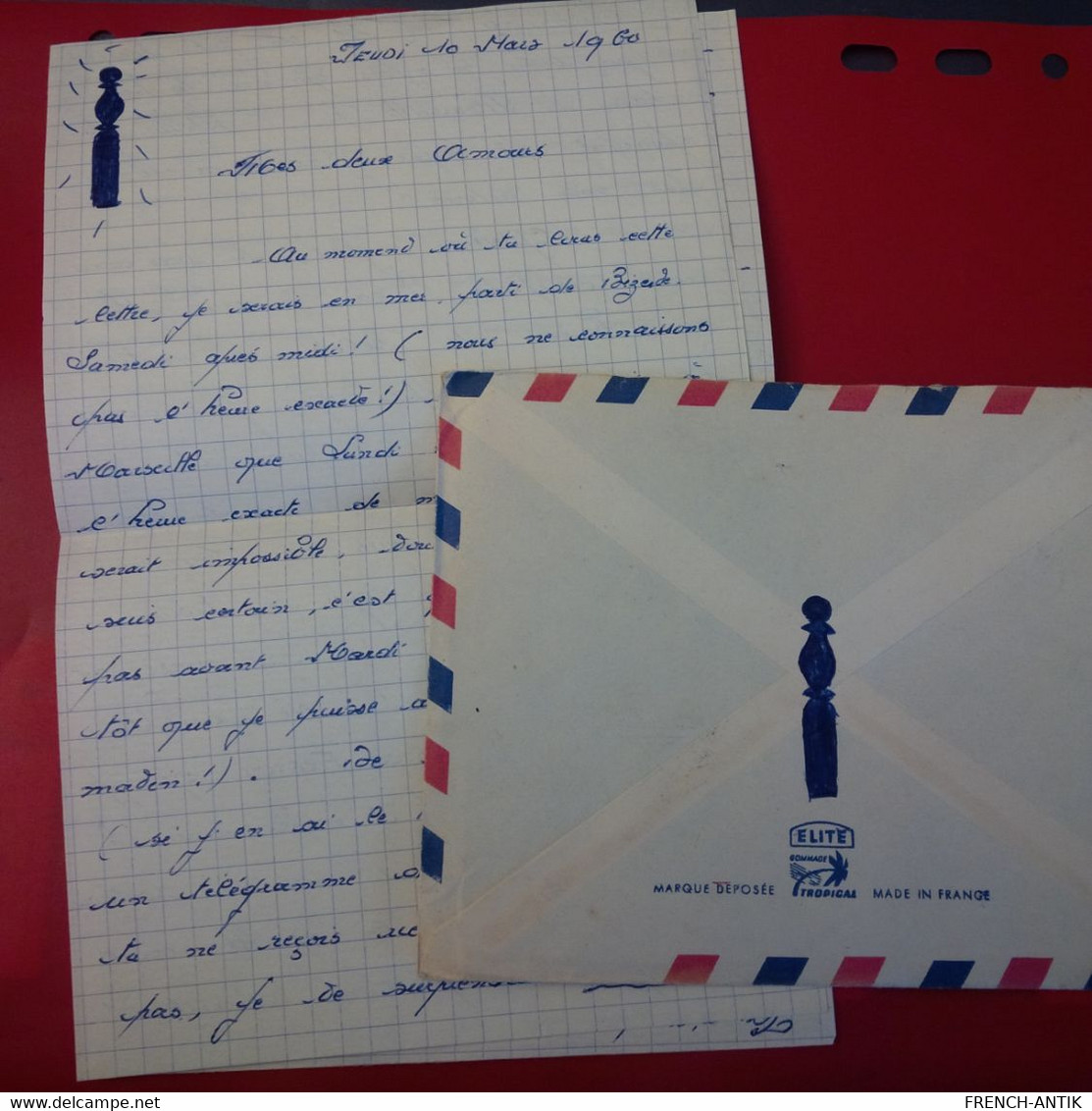 LETTRE LA PECHERIE TUNISIE POUR LILLE CACHET MARINE - Covers & Documents