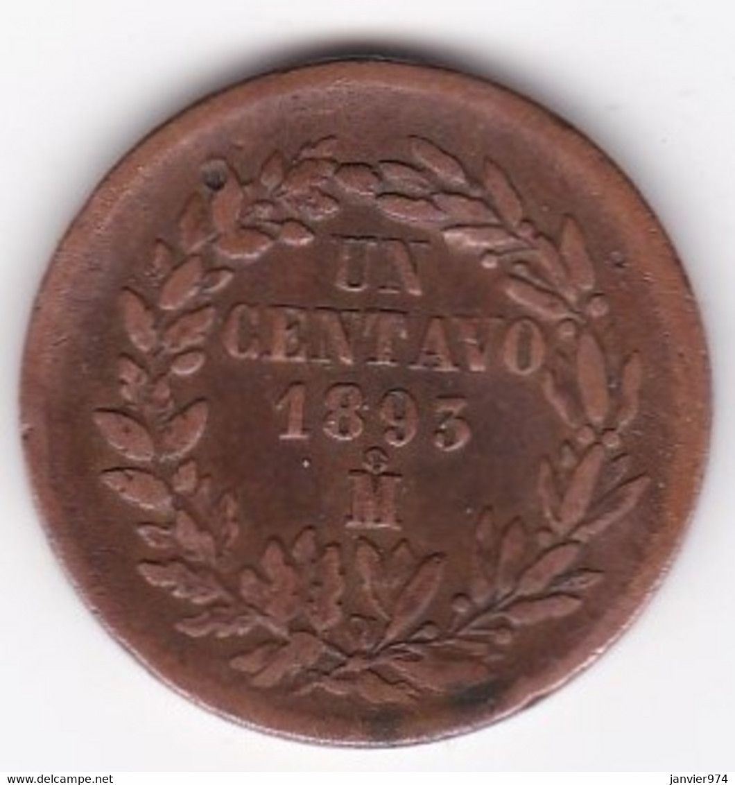 Mexique , 1 Centavo 1893 Mo. En Cuivre, KM# 391.6 - Mexique