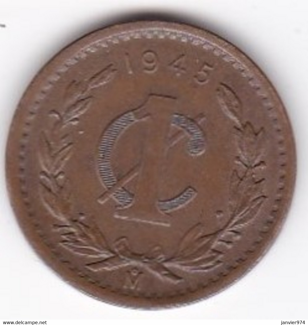 Mexique , 1 Centavo 1945 Mo. En Bronze, KM# 415 - Mexique