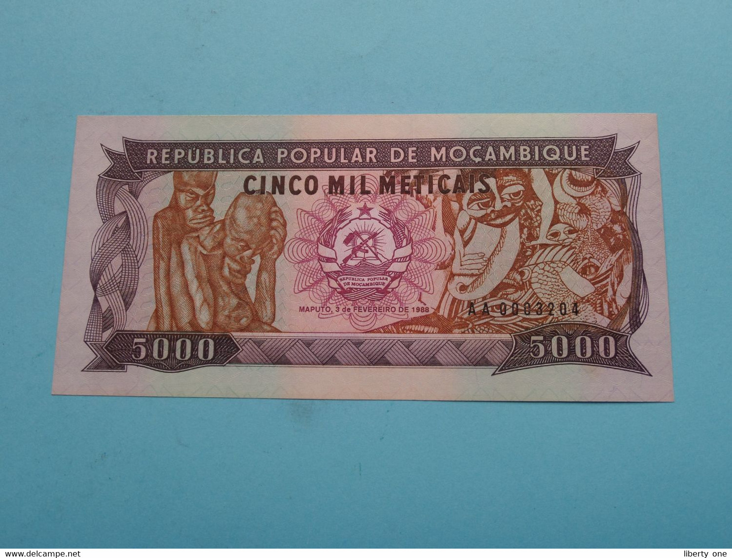 5000 Cinco Mil Meticais - 3-2-1988 ( AA0003204 ) Moçambique ( For Grade, Please See Photo ) UNC ! - Moçambique