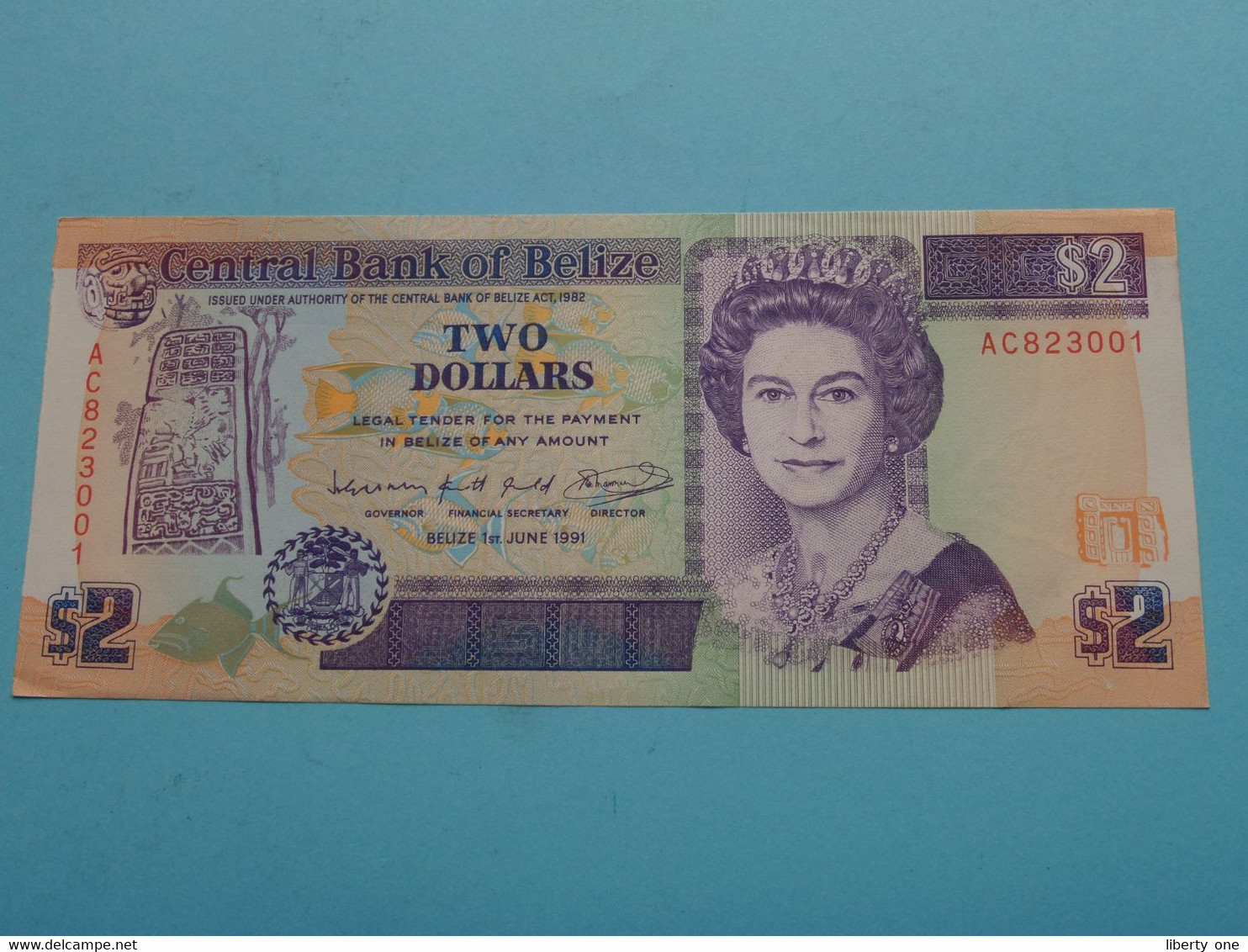 2 Two Dollars  - 1 June 1991 ( AC823001 ) Central Bank Of BELIZE ( For Grade, Please See Photo ) UNC ! - Belize