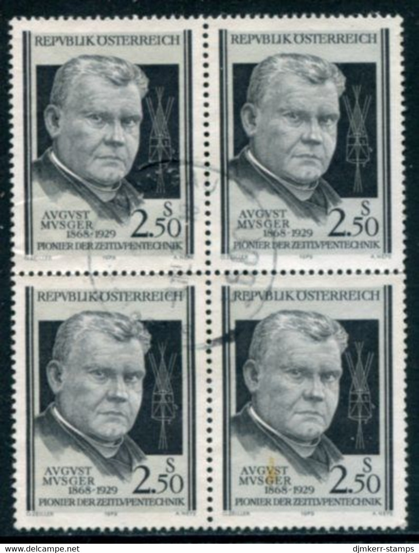 AUSTRIA 1979 Musger Death Anniversary Block Of 4 Used.  Michel 1628 - Used Stamps