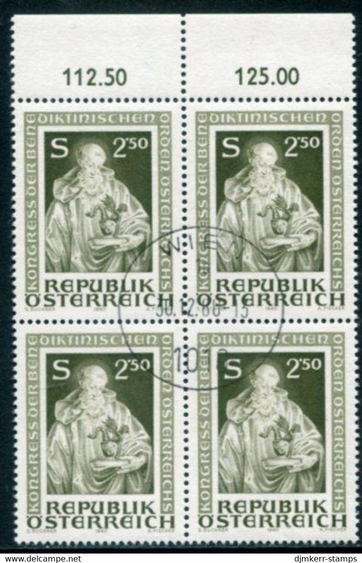 AUSTRIA 1980 Benedictine Congress Block Of 4 Used.  Michel 1642 - Usados