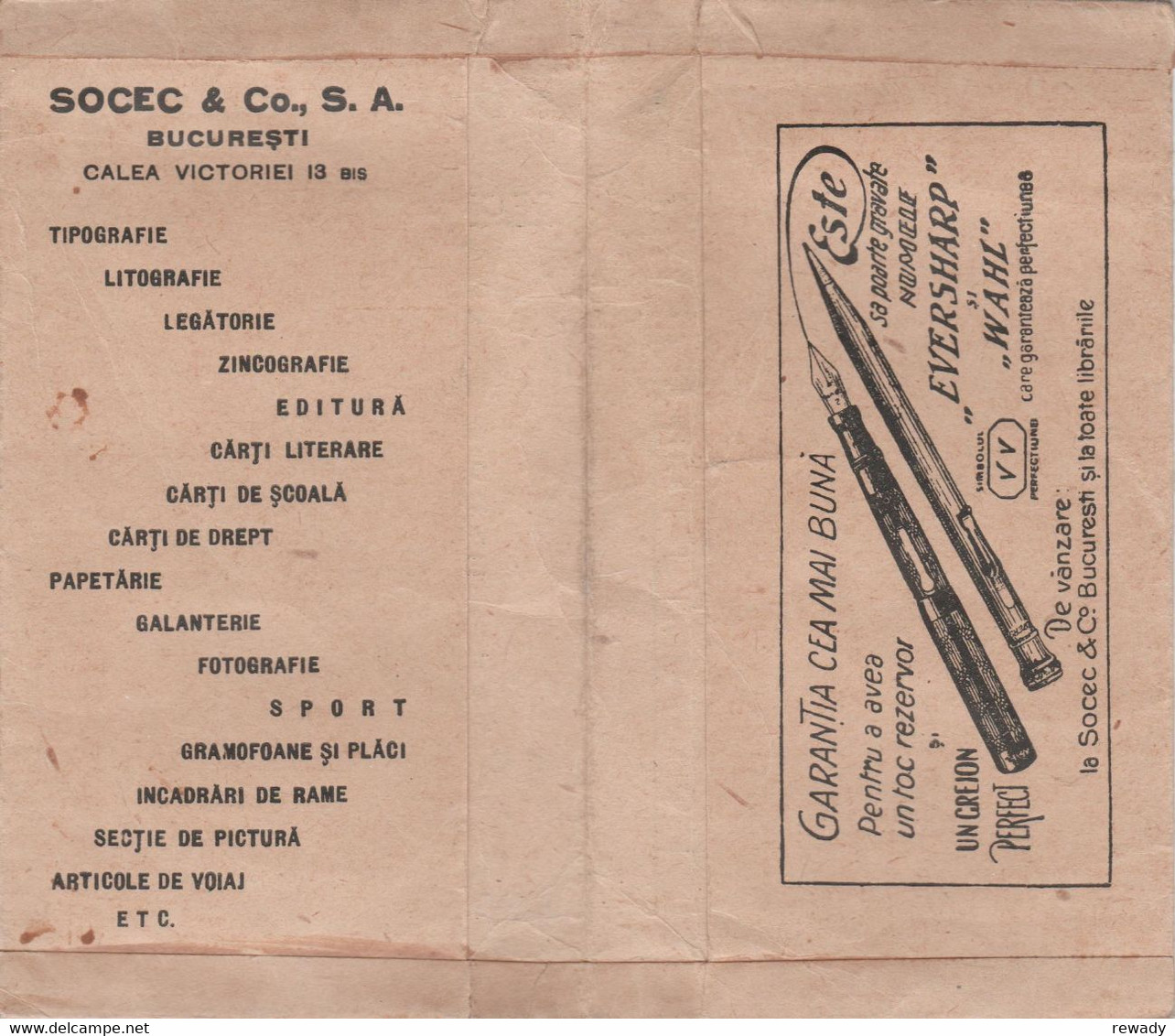 Bucuresti - SOCEC & Co - VOIGTLANDER - EVERSHARP - WAHL - Photo Paper Envelope - Advertising Publicité - Matériel & Accessoires