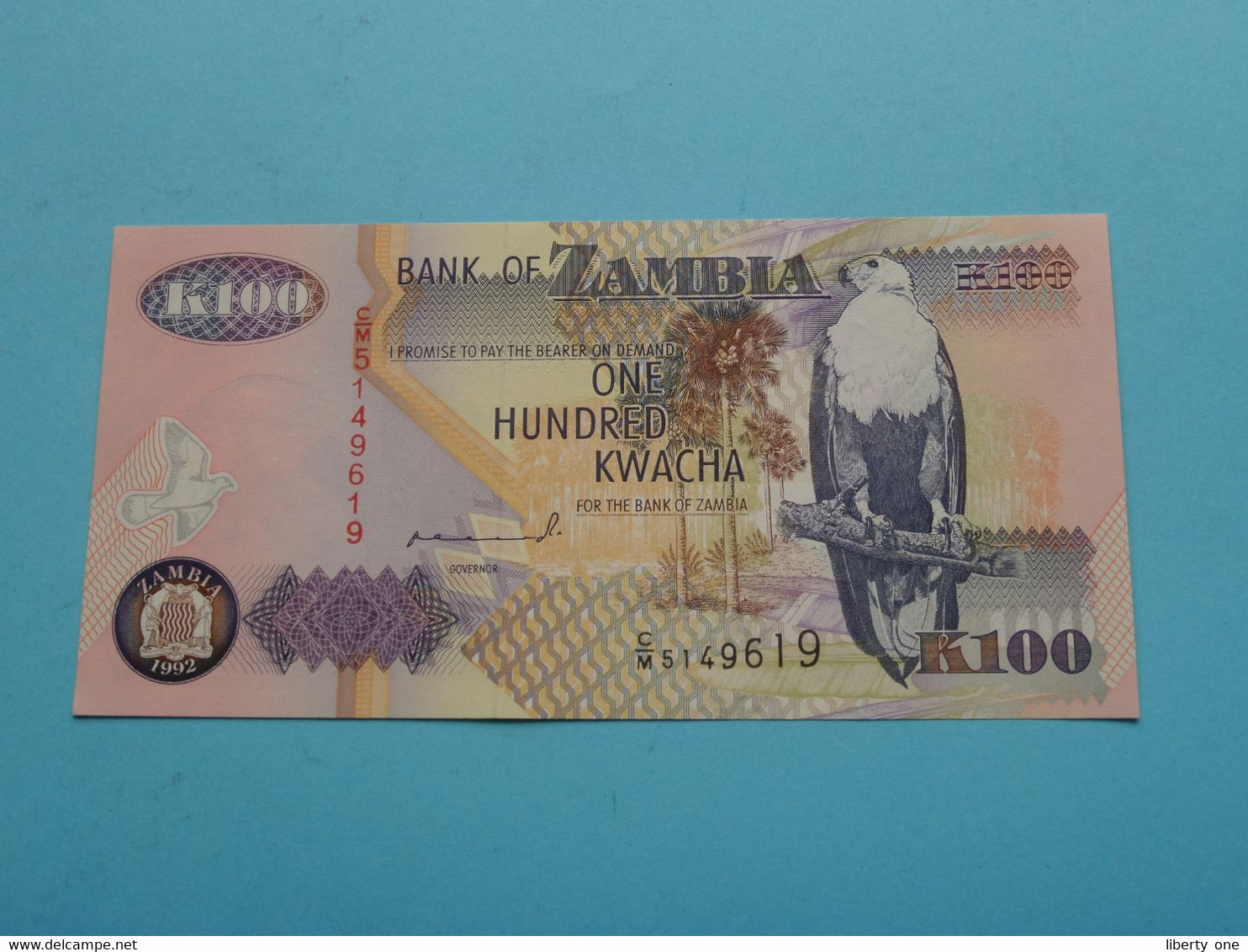 100 One Hundred KWACHA > Bank Of ZAMBIA 1992 ( C/M5149619 ) ( For Grade, Please See Photo ) UNC ! - Zambie