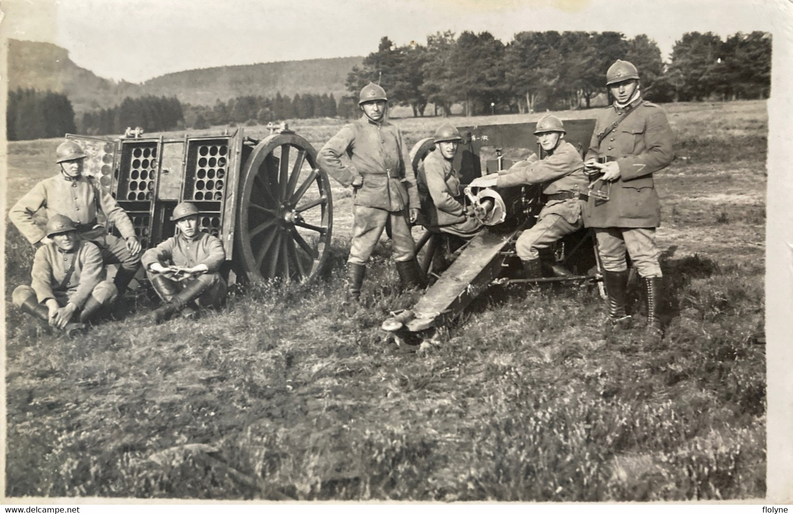 Militaria - Carte Photo - Armement Canon Obus - Militaires En Manœuvre - Material