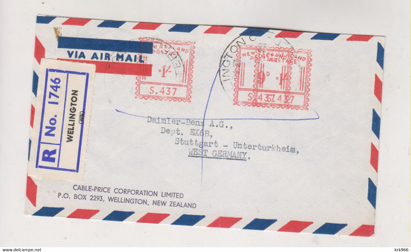 NEW ZEALAND WELLINGTON  1958 Nice Registered  Airmail  Cover To Germany Meter Stamp - Storia Postale