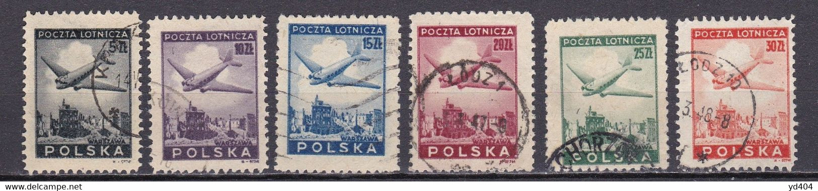 PL303 – POLAND – AIRMAIL - 1946 – PLANE OVER WARSAW – Y&T # 10/5 USED 3 € - Gebruikt