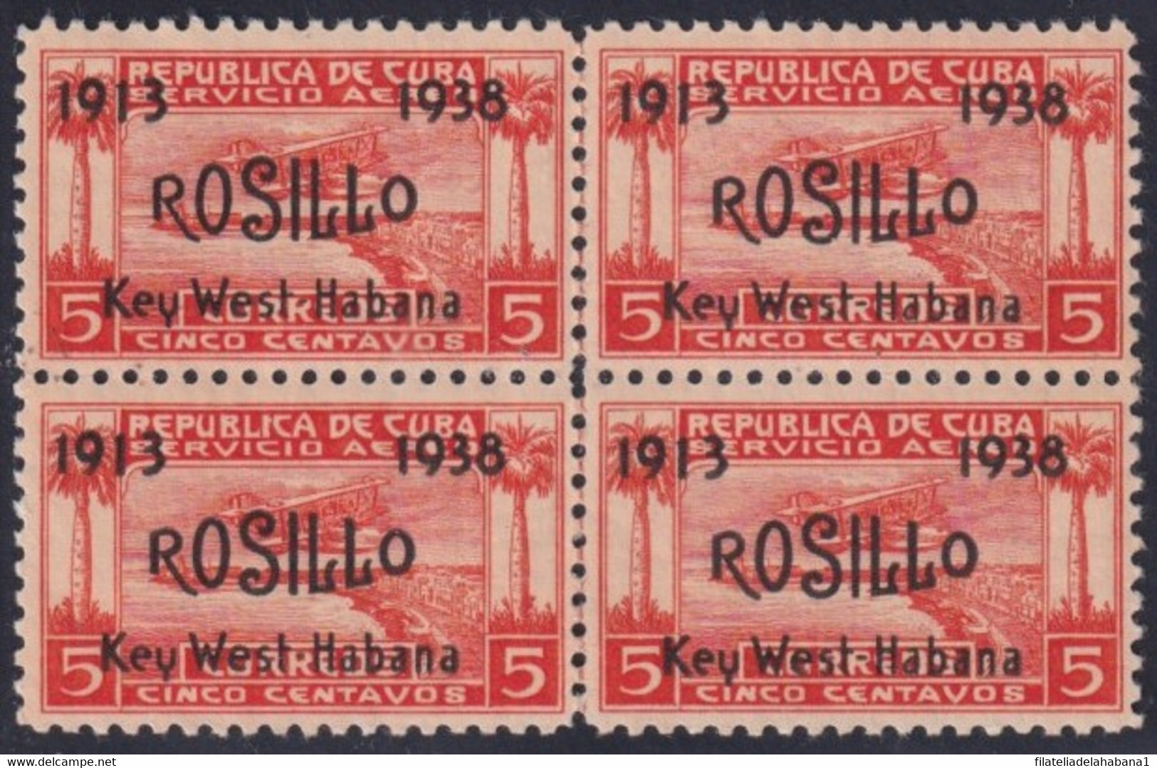 1938-82 CUBA REPUBLICA 1938 MNH ROSILLO FIRST FLIGHT BLOCK4. - Neufs