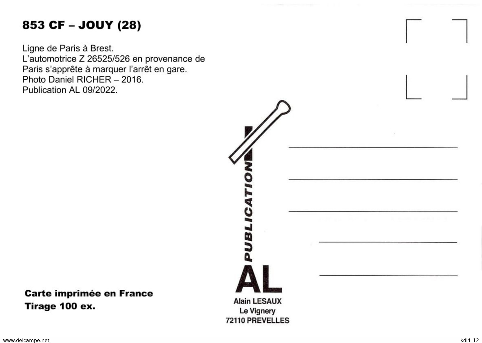 AL 853 - Automotrice Z 26525 Gare - JOUY - Eure Et Loir - SNCF - Jouy