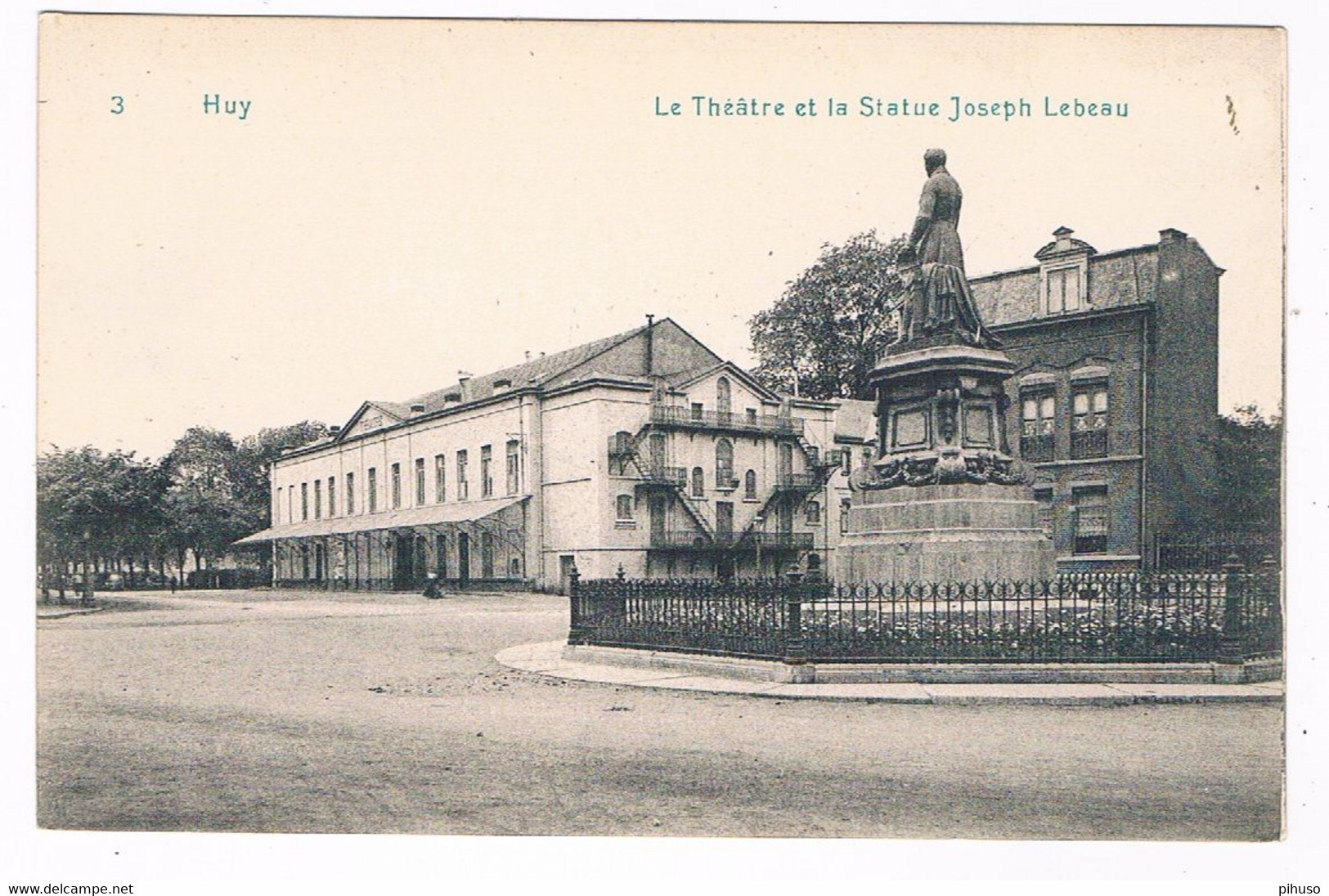 B-9147   HUY : Le Theatre Et La Statue Joseph Lebeau - Hoei