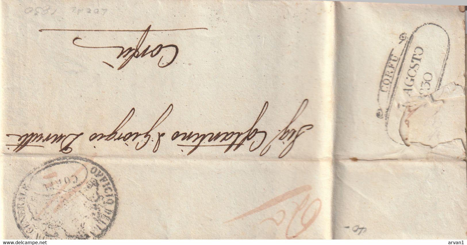 Greece Ionian 1830 Entire Letter Ancona To Corfu - Ionische Eilanden