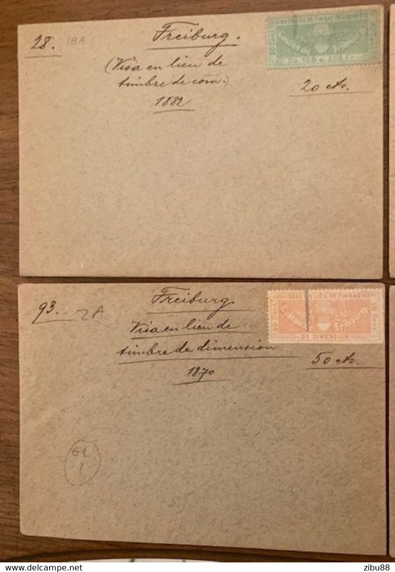 5 Couverts Mit Fiskalmarken / Revenue Stamp Canton De Fribourg FR - Steuermarken