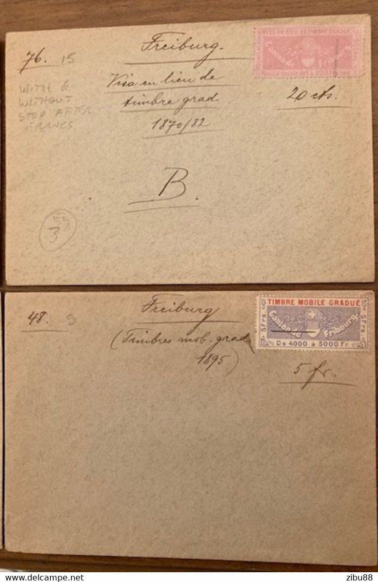 5 Couverts Mit Fiskalmarken / Revenue Stamp Canton De Fribourg FR - Steuermarken