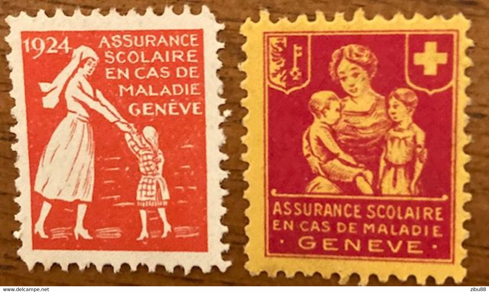 Fiskalmarken / Revenue Stamp Switzerland Kanton Genf Assurance Scolaire En Cas De Maladie - Revenue Stamps