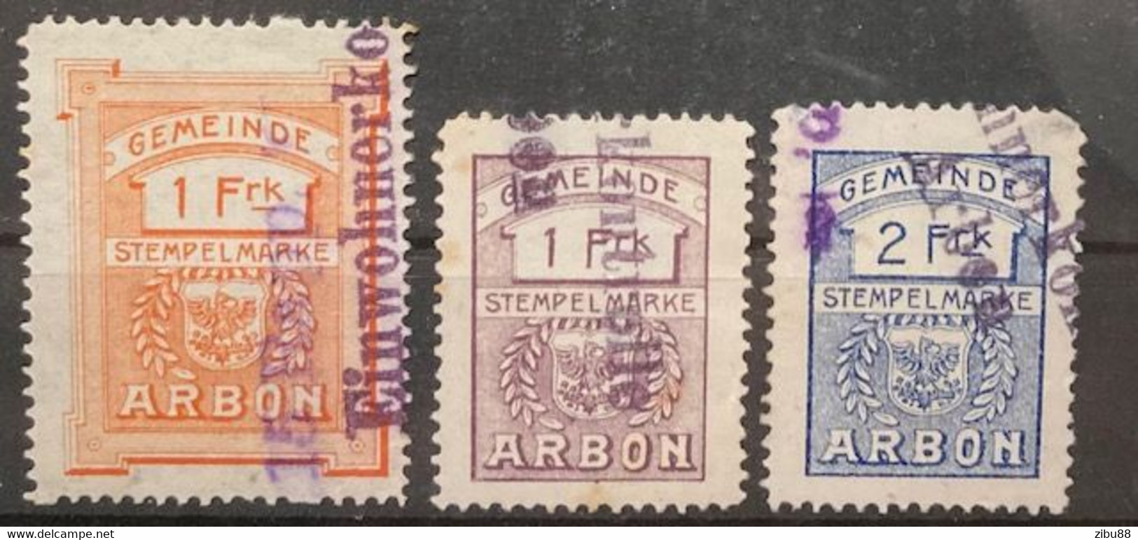 Fiskalmarken / Revenue Stamp Switzerland - Gemeinde Arbon Stempelmarken - Revenue Stamps