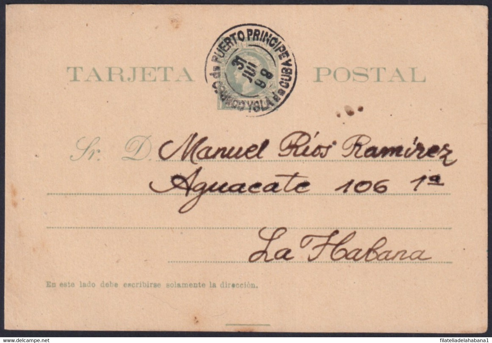 1898-EP-121 CUBA SPAIN 1898 1c ALFONSO XIII AUTONOMIA POSTAL STATIONERY USED. - Other & Unclassified