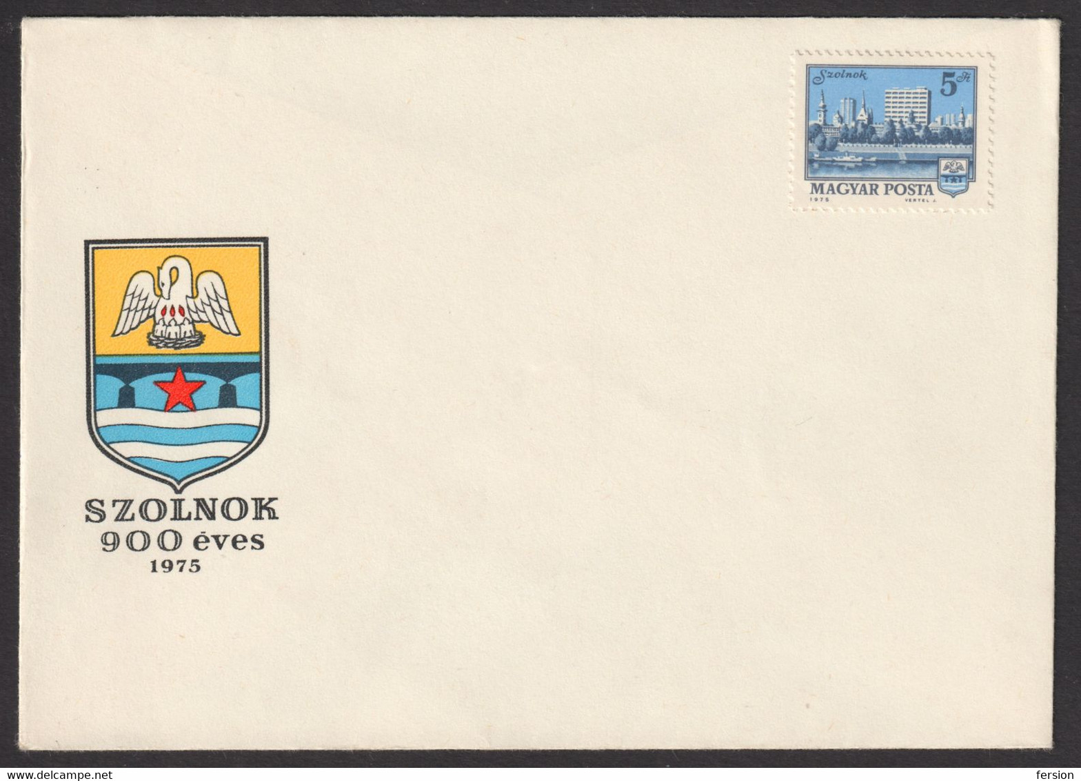 Coat Of Arms : Pelican + BRIDGE River Tisza Ship / 900th Anniv. City SZOLNOK Hungary 1975 FDC Cover - Lettres & Documents