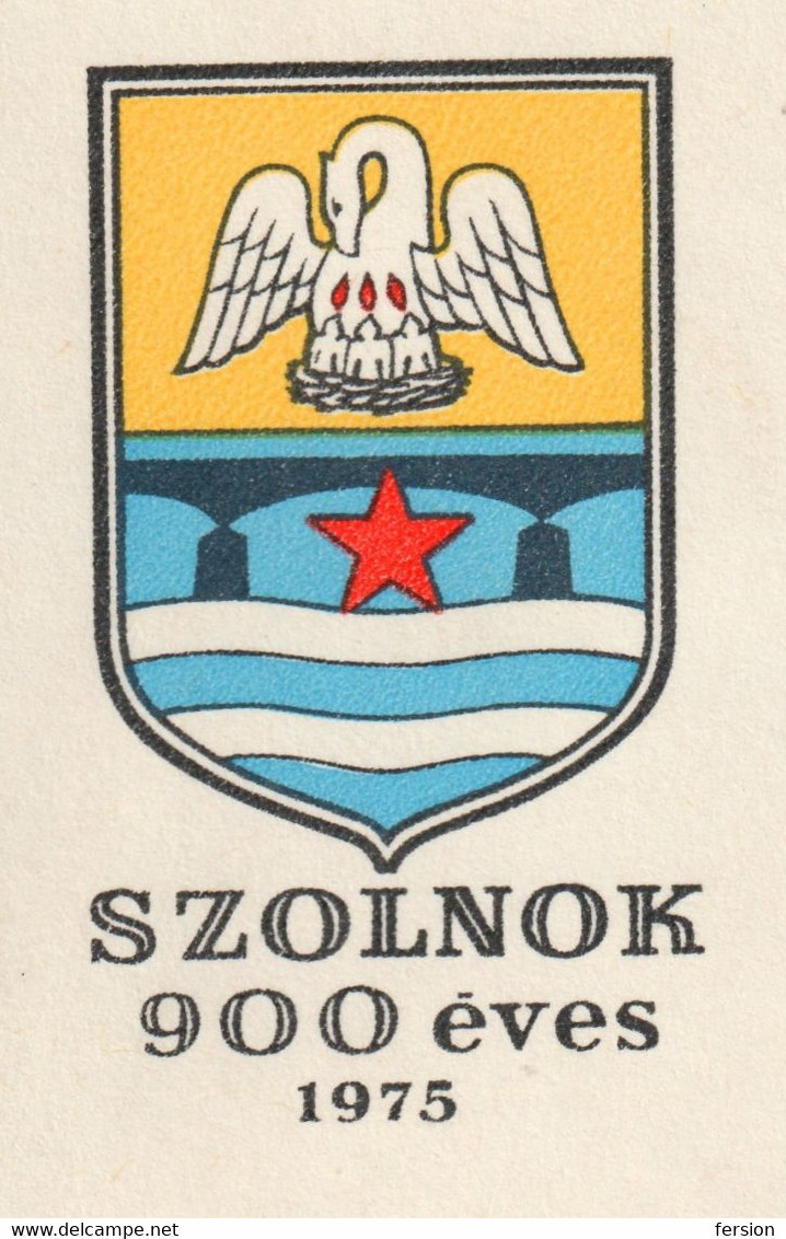 Coat Of Arms : Pelican + BRIDGE River Tisza Ship / 900th Anniv. City SZOLNOK Hungary 1975 FDC Cover - Lettres & Documents