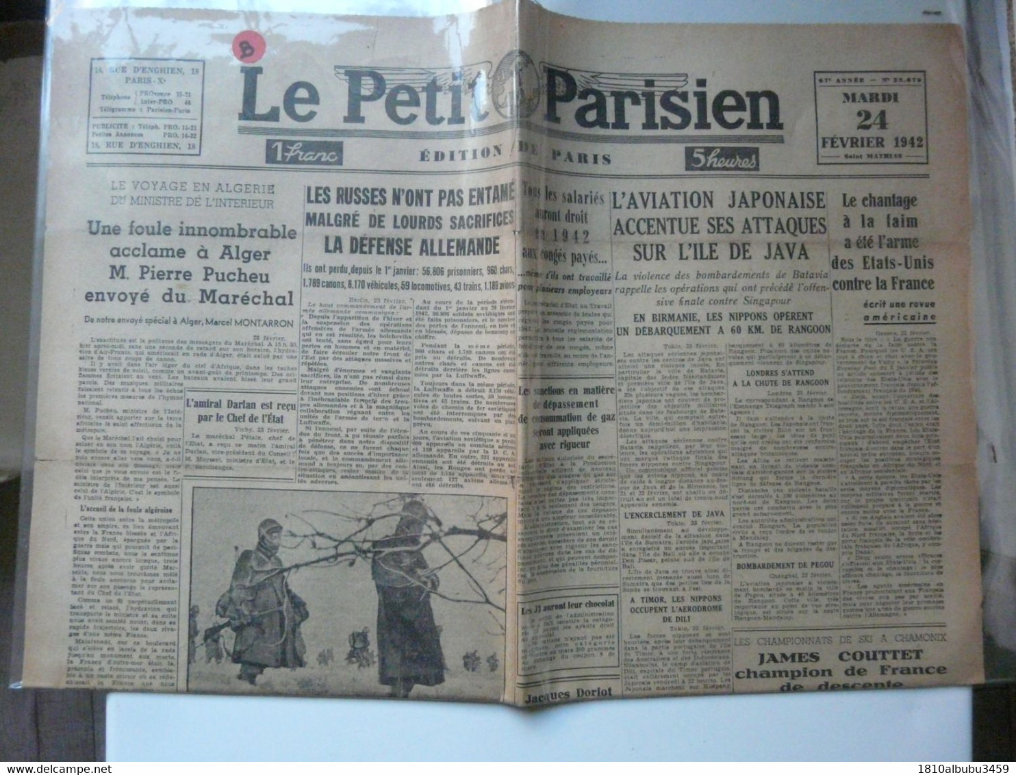 RARE - LE PETIT PARISIEN - Mardi 24 Février 1942 : Les Russes - L'Aviation Japonaise - - Le Petit Parisien