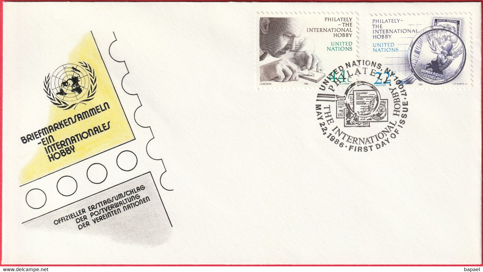 FDC - Enveloppe - Nations Unies - (New-York) (22-5-86) - Philately - International Hobby (Recto-Verso) - Cartas & Documentos