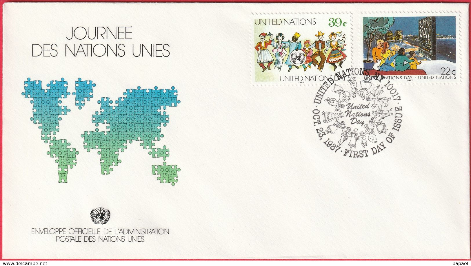 FDC - Enveloppe - Nations Unies - (New-York) (23-10-87) - Journée Des Nations Unies (Recto-Verso) - Cartas & Documentos