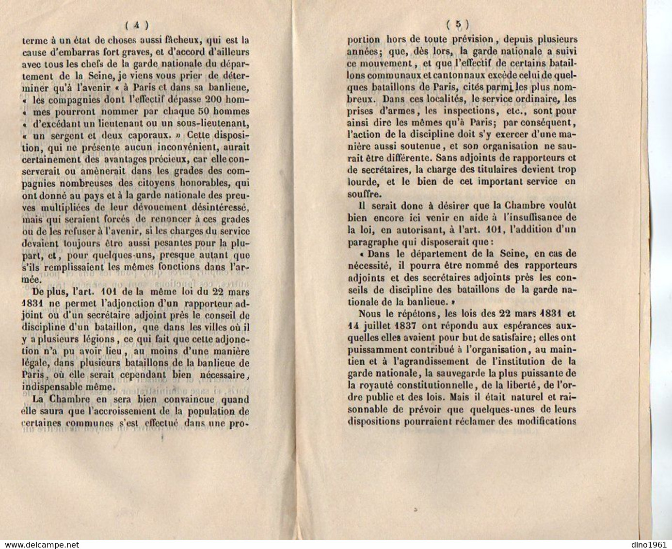 VP20.607 - PARIS 1846 - Chambre Des Députés - Loi Relative à La Garde National Par Mr Le Général JACQUEMINOT - Decrees & Laws