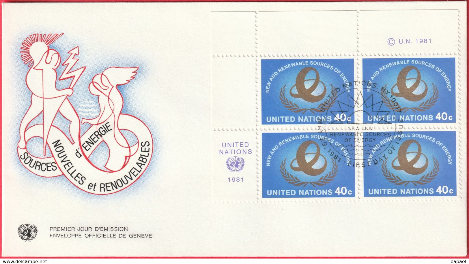 FDC - Enveloppe - Nations Unies - (New-York) (29-5-81) - Sources D'Énergie Nouvelles Et Renouvelables (Recto-Verso) - Covers & Documents