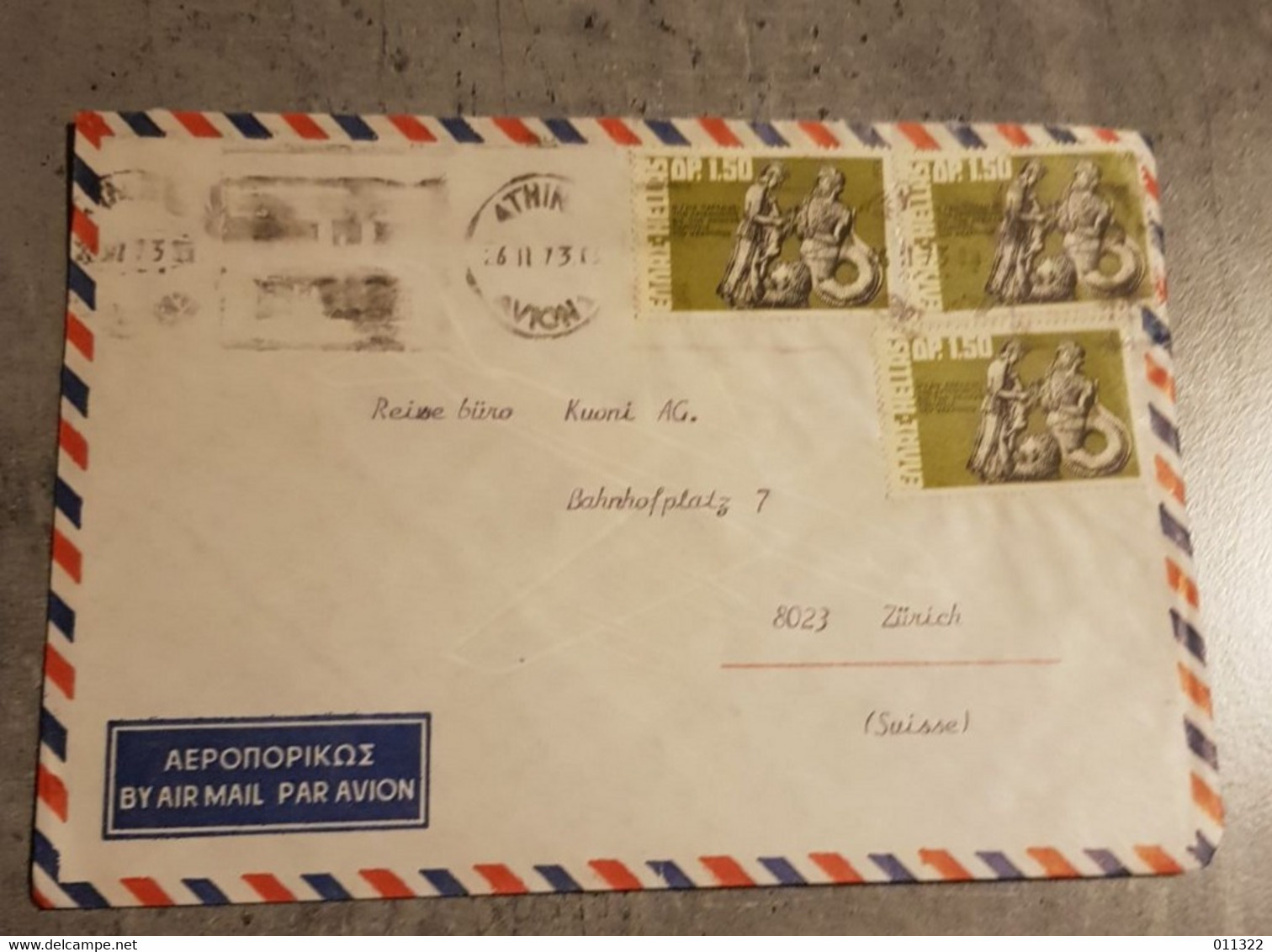 GREECE AIR MAIL LETTER ENVELOPPE CIRCULED SEND TO SUISSE - Covers & Documents