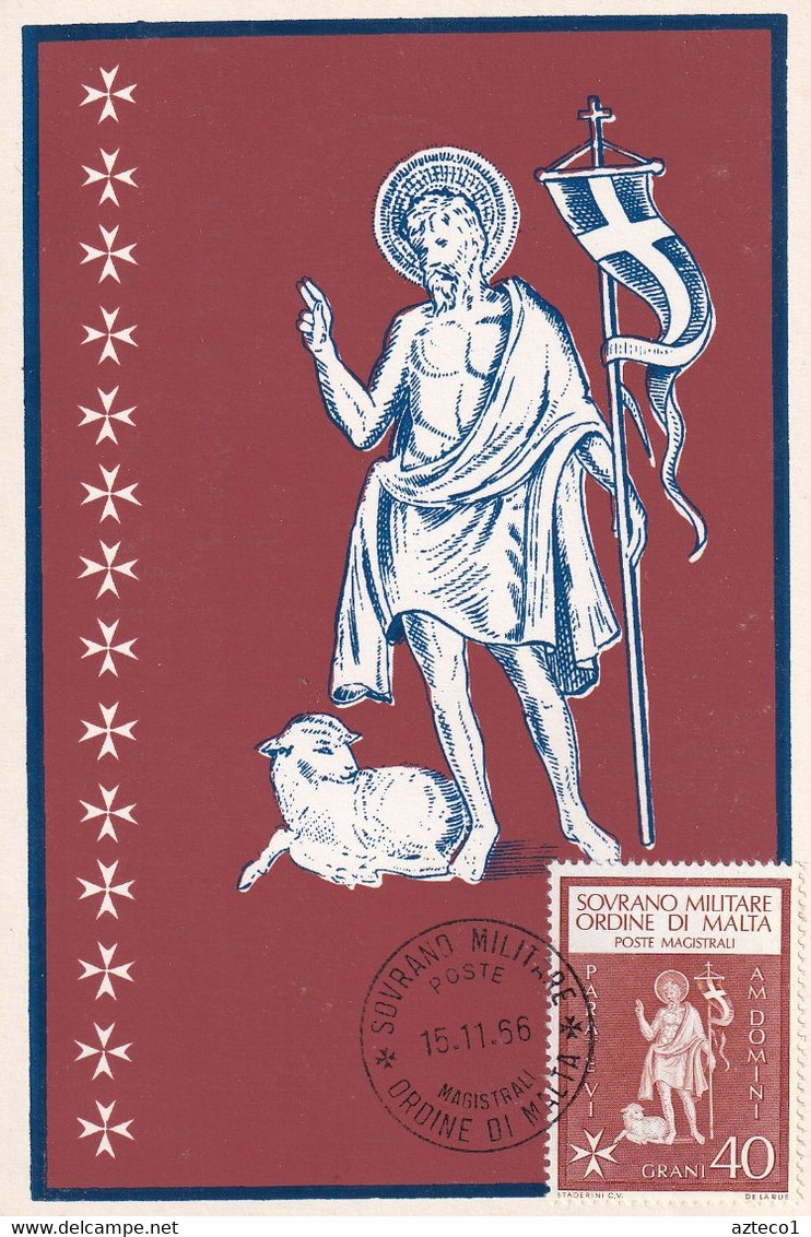 S.M.O.M. -  POSTE MAGISTRALI - MAXIMUM CARD 1966 - SOGGETTI VARI - 40 GRANI - SAN GIOVANNI - Sovrano Militare Ordine Di Malta