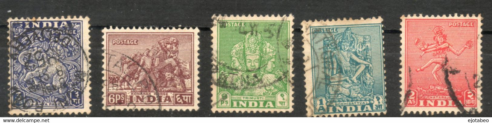 5  INDIA-1949 Yt 7,8,8,10,11-Dominio Británico. - Gebraucht