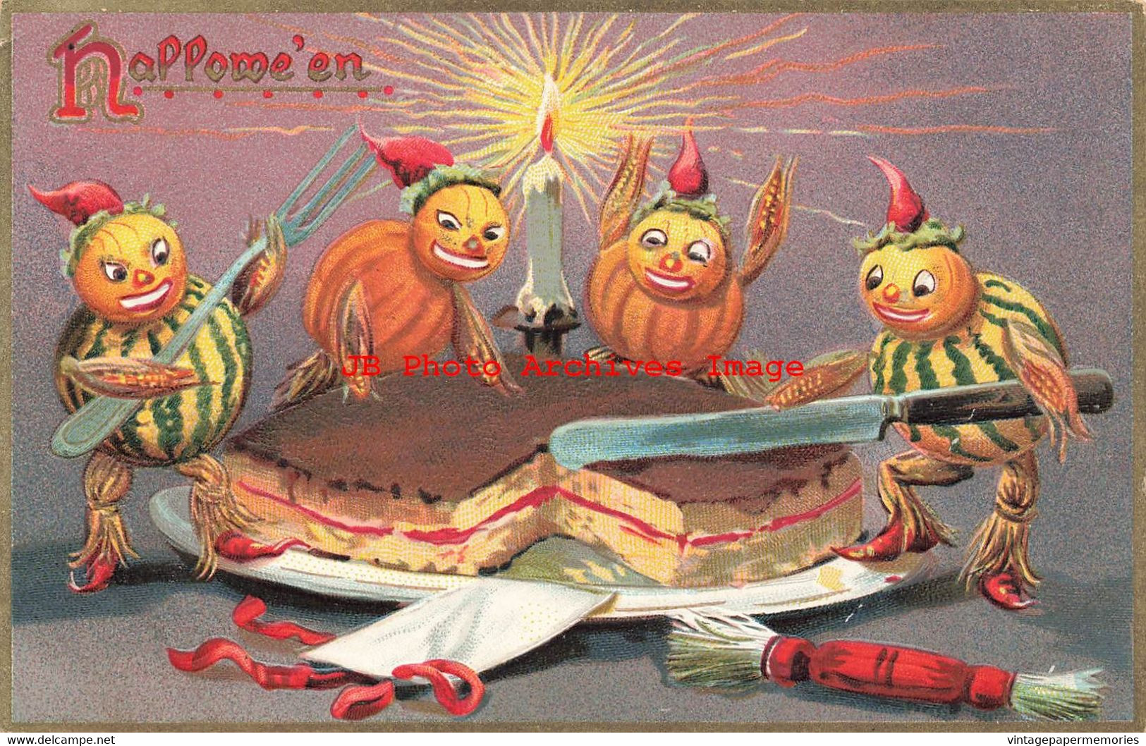 344827-Halloween, Tuck No 150-1, Pumpkin Head Gourd Men Cutting Cake - Halloween