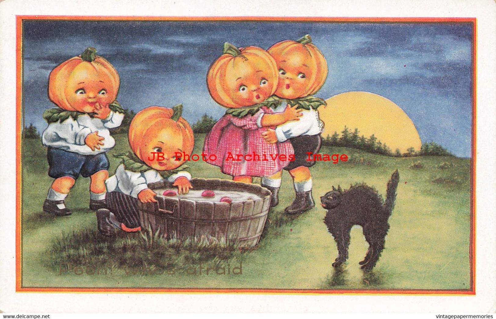 344973-Halloween, Whitney No WNY52-1, JOL Head Children Bob For Apples, Black Cat - Halloween