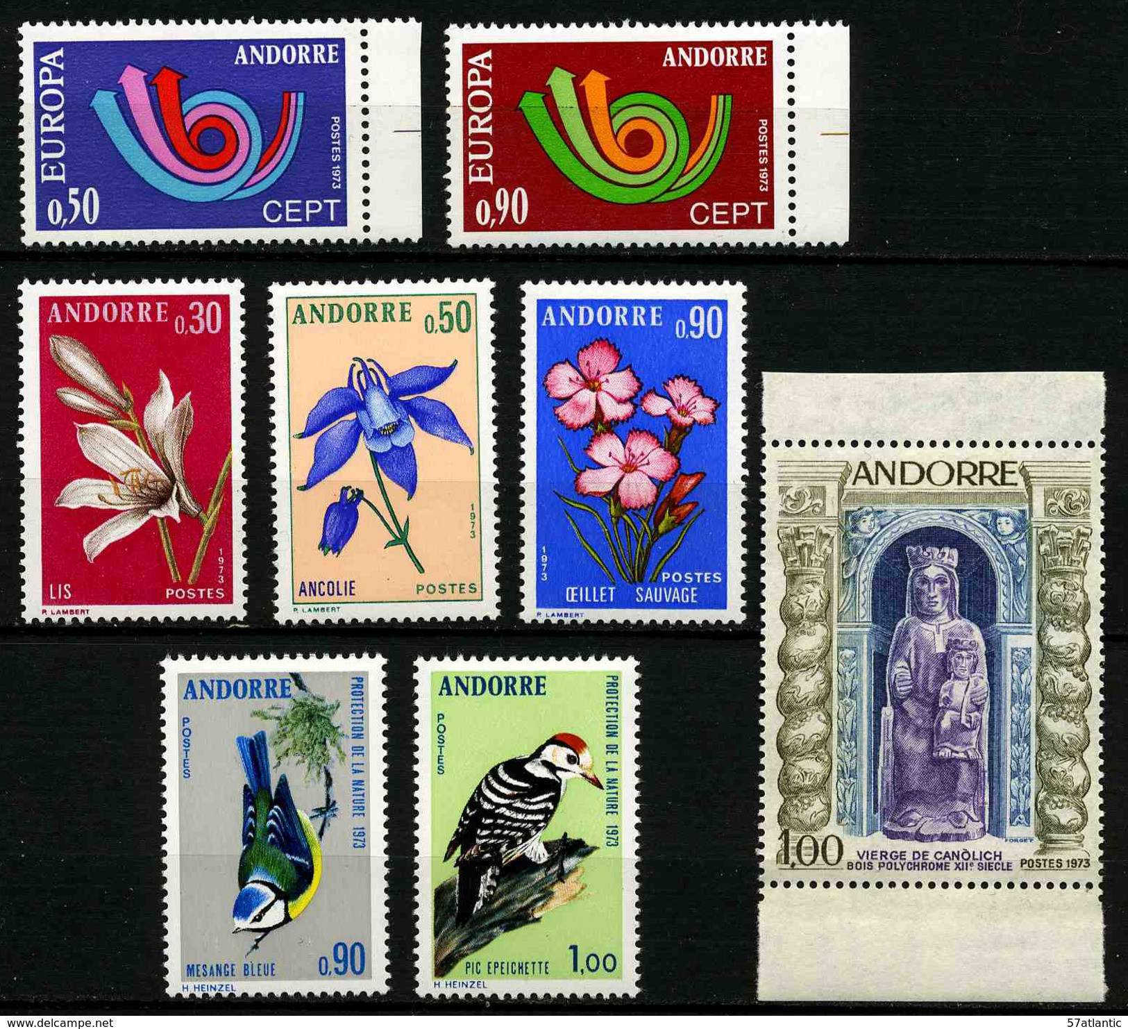 ANDORRE FRANCAIS - ANNEE COMPLETE 1973 - YT 226 à 233 ** -  TIMBRES NEUFS ** - Full Years