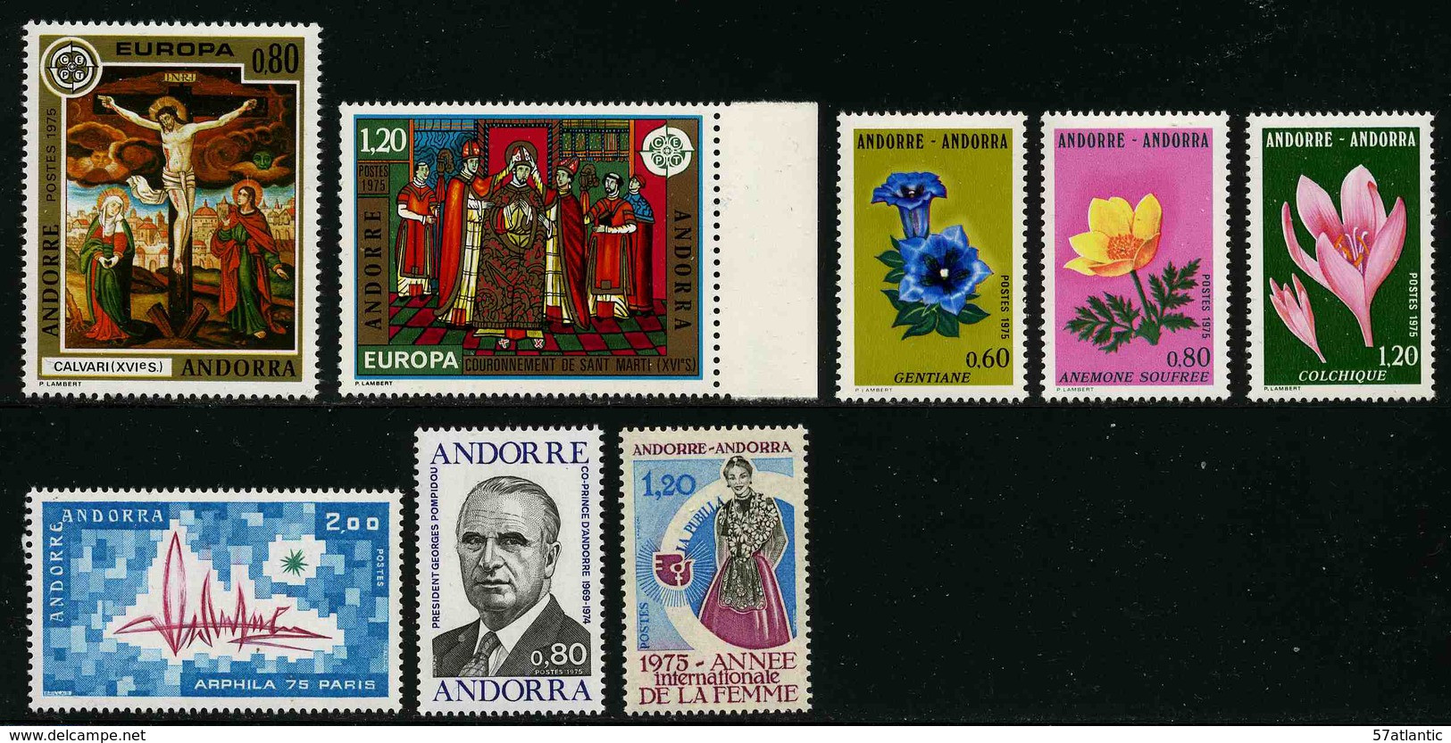 ANDORRE FRANCAIS - ANNEE COMPLETE 1975 - YT 243 à 250 ** -  TIMBRES NEUFS ** - Années Complètes