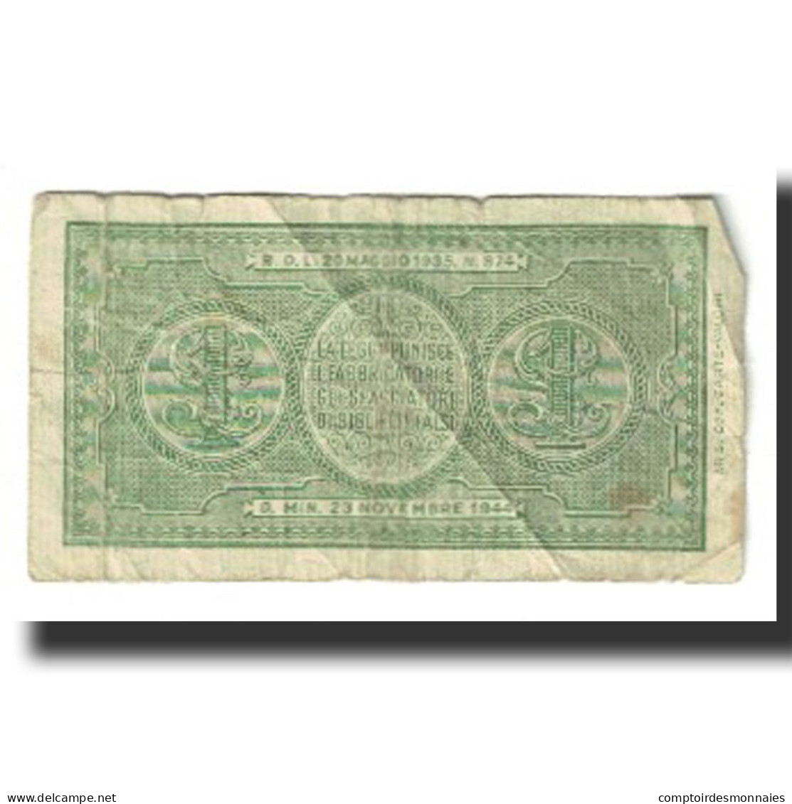 Billet, Italie, 1 Lira, 1944, 1944-11-23, KM:29b, TB - Regno D'Italia – 1 Lire