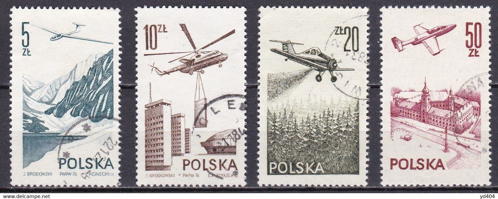 PL309 – POLAND – AIRMAIL – 1976-78 – CONTEMPORARY AVIATION - Y&T # 55/8 USED 3,30 € - Usados